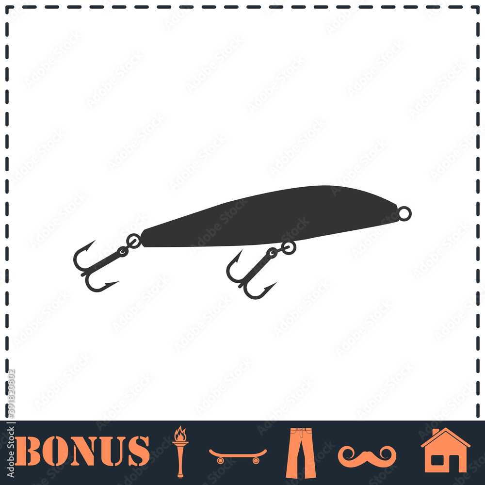 Fishing tackle icon flat