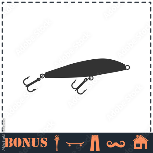 Fishing tackle icon flat