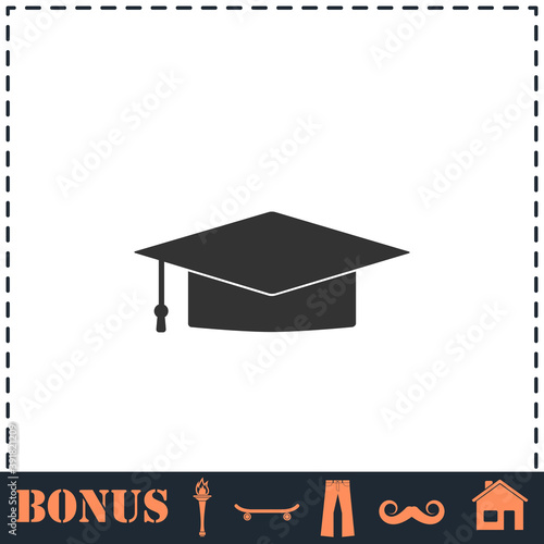 Graduation cap icon flat