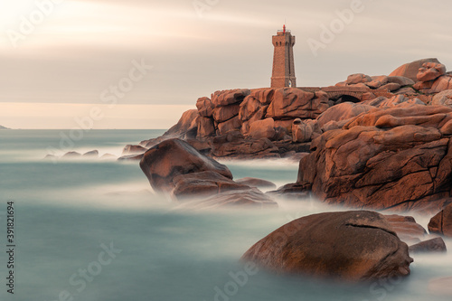 Phare de Men Ruz on a cloudy evening in summer