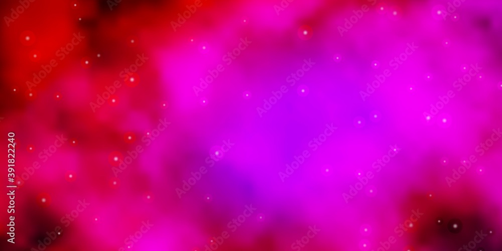 Dark Pink vector template with neon stars.