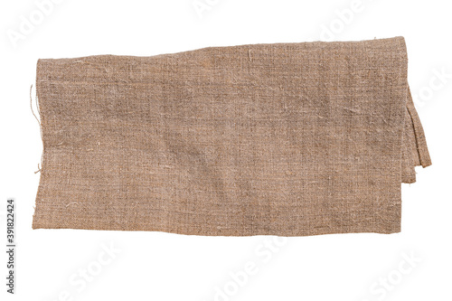 Rectangular linen napkin isolated over a white background with clipping path included. Image shot from overhead.