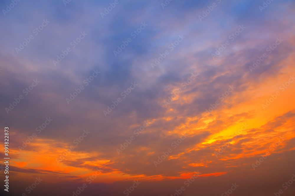 Beautiful sky and colorful clouds at sun set