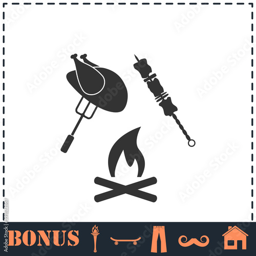 Grill Or Barbecue icon flat
