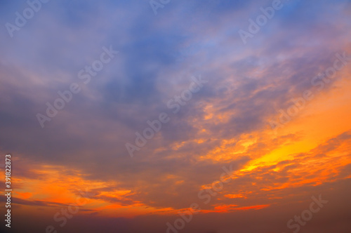Beautiful sky and colorful clouds at sun set