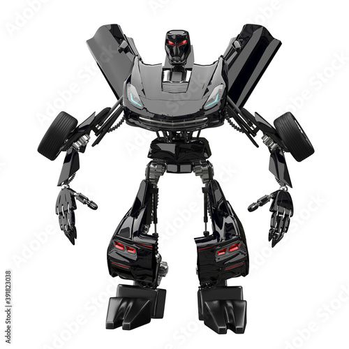 3D Illustration Abstract Robot Transformer Stand