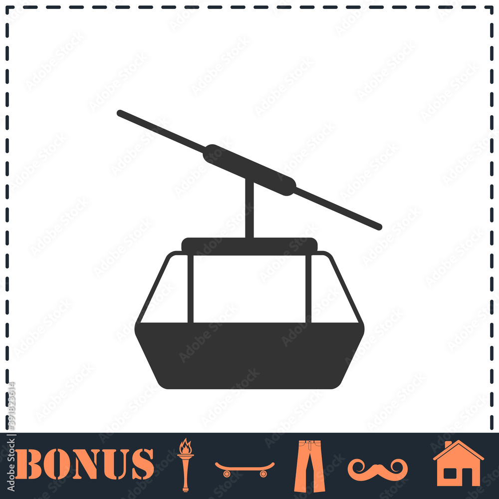 Fototapeta premium Ropeway cabines icon flat