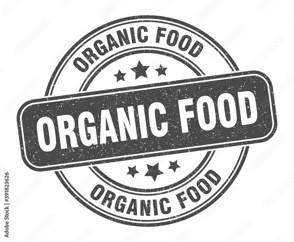 organic food stamp. organic food label. round grunge sign