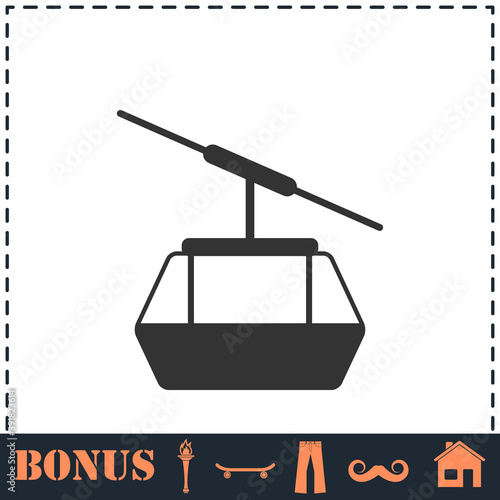 Ropeway cabines icon flat