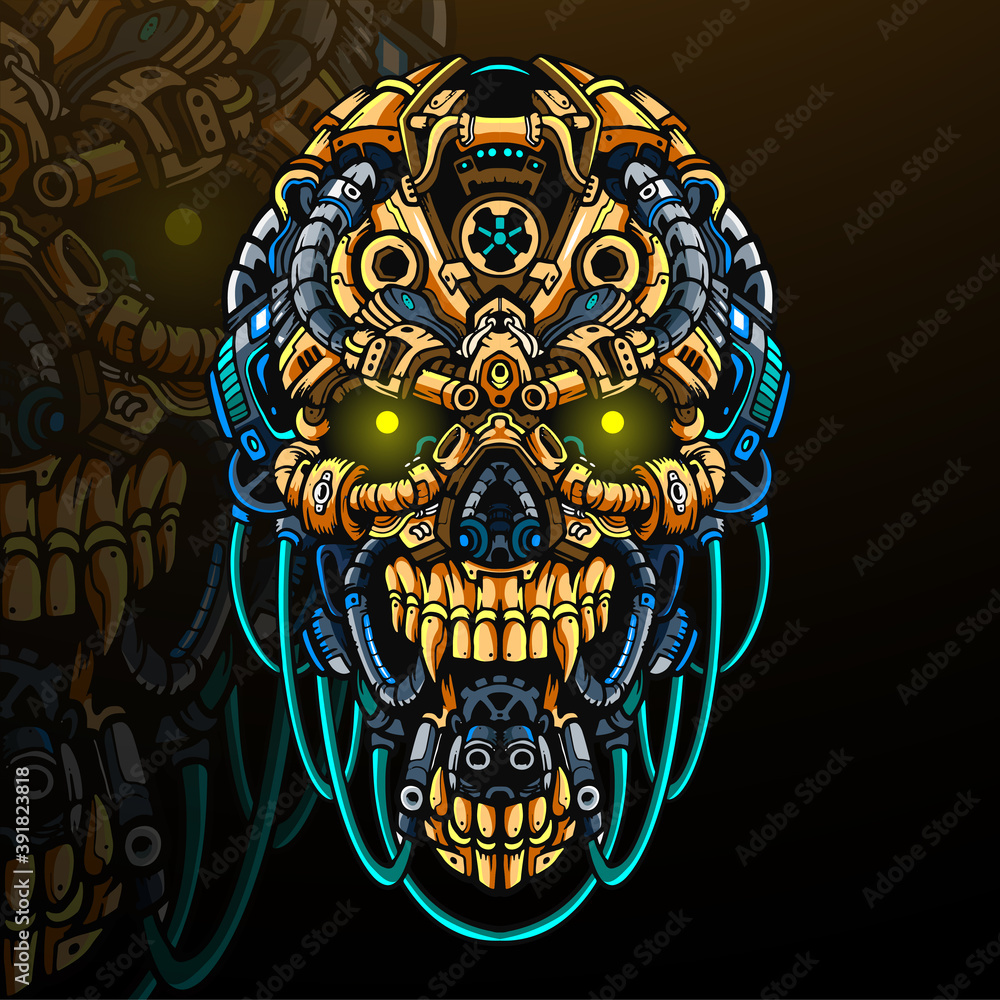 Skull head robot mascot. esport logo design Stock Vector | Adobe Stock