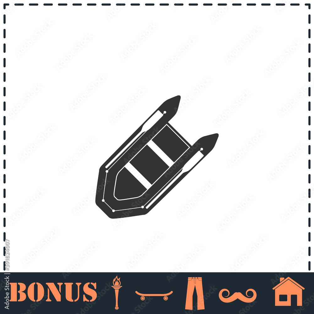 Powerboat icon flat Powerboat icon flat