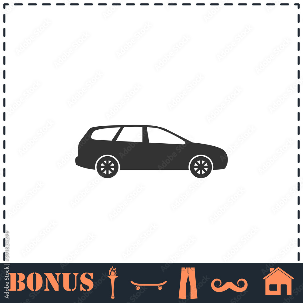 Fototapeta premium Passenger car icon flat