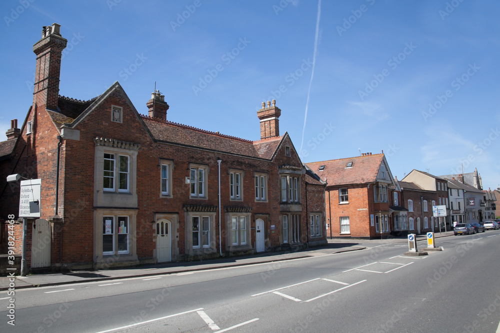 Residential buildings on The High Street in Thame, Oxfordshire, UK