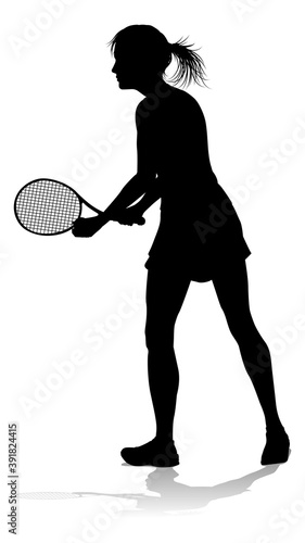 A tennis player woman female sports person in silhouette