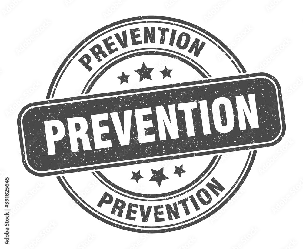 prevention stamp. prevention label. round grunge sign