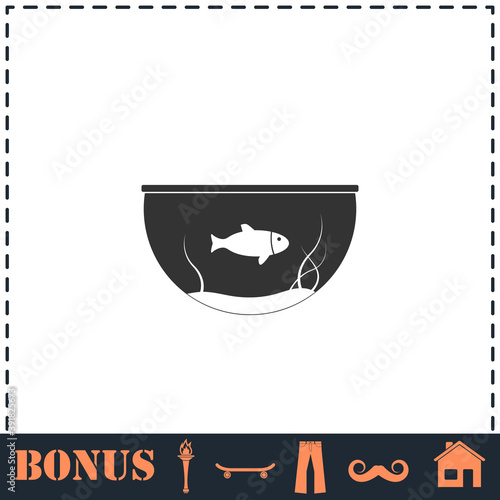 Fish aquarium icon flat