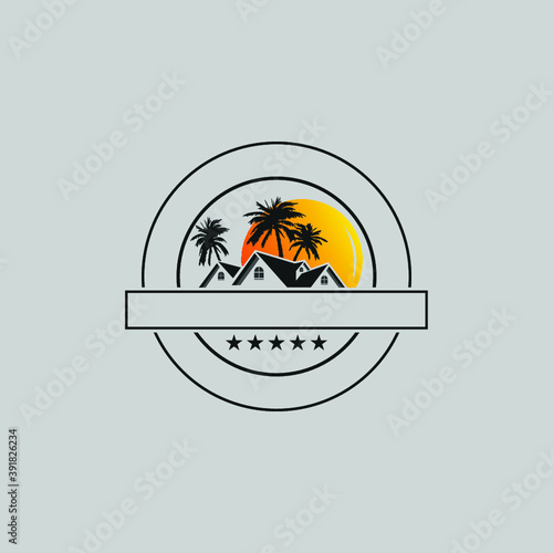 beach real estate emblem logo graphic