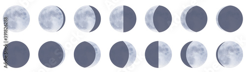月の満ち欠け　月齢　装飾イラストセット
