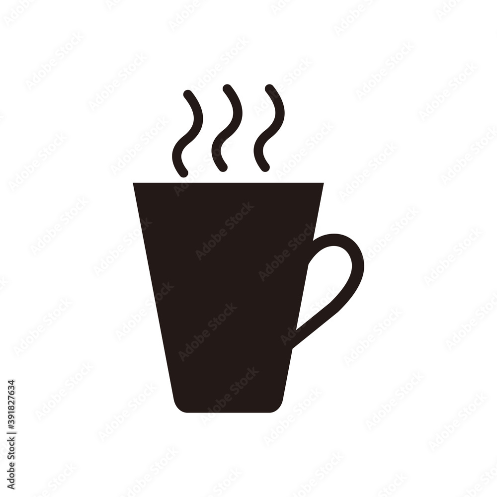 cup of coffee tea hot drink black vector icon on white background icon cup of coffee tea hot drink black vector icon on white background icon