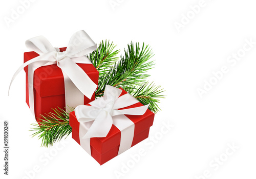 Red gift boxes with ribbon ...