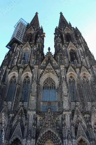 The facade of Cologne Cathedral (Kolner Dom), Roman Catholic cathedral church. It is the largest Gothic church in northern Europe.