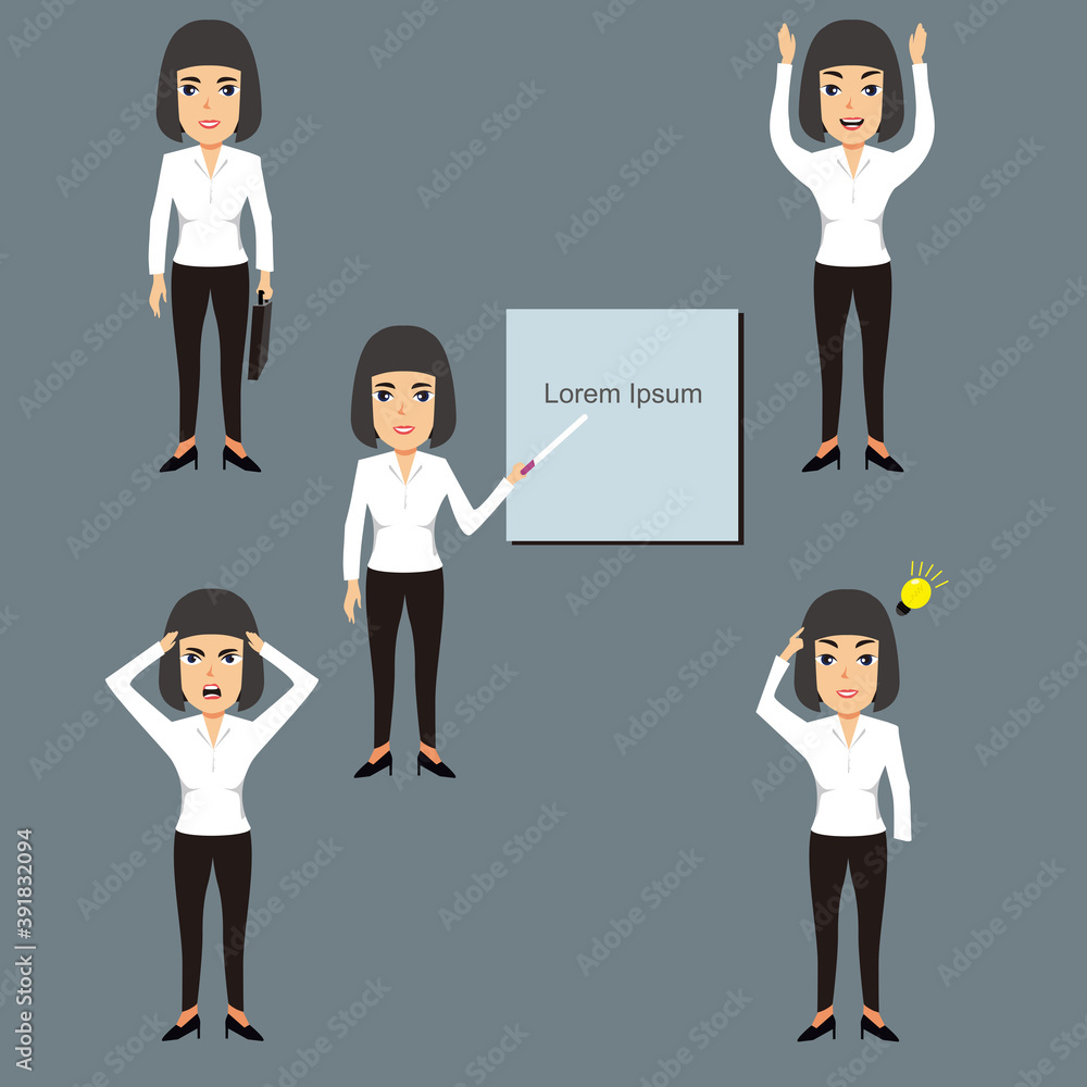 Illustration graphic vector of Businesswoman with different emotions and expressions. Businesswoman Cartoon set. Illustration graphic vector of Businesswoman with different emotions and expressions. Businesswoman Cartoon set.