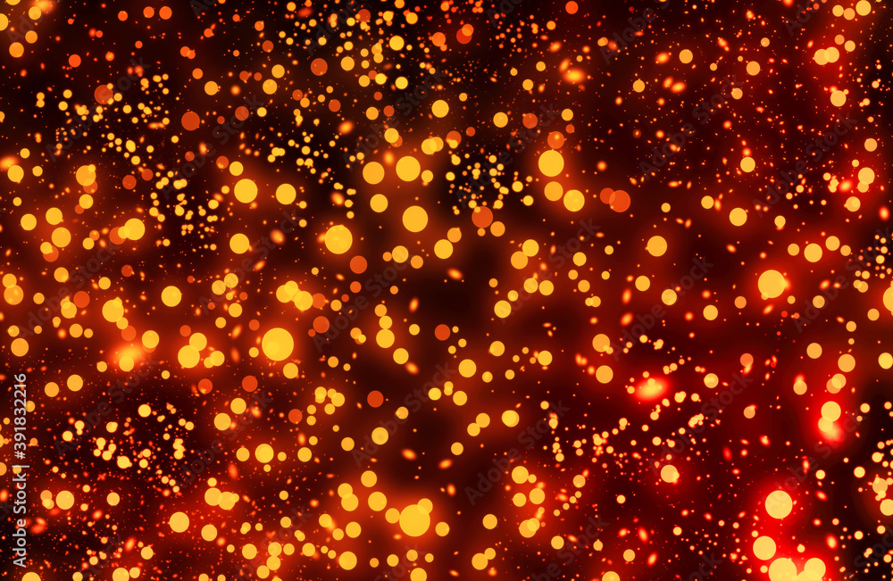 Golden bokeh light on the black background. Golden bokeh light on the black background.