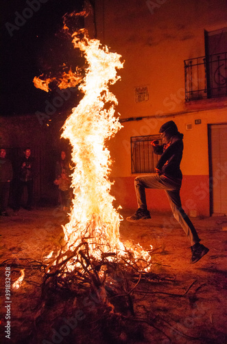  Traditional festival of S. Antoni, where horses and people jump over the fire