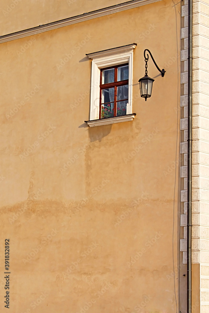 Window of the Royal Wawel Castle on the Wawel Hill, Krakow, Poland