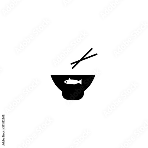 Poke Bowl icon. Hawaiian restaurant symbol. Logo design element