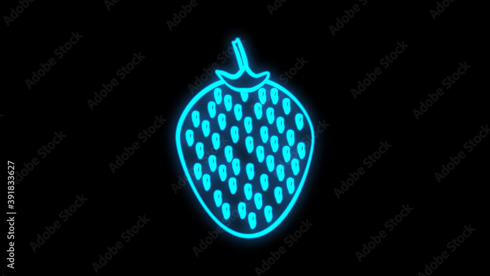 neon strawberry . Vector illustration of neon red strawberry consisting of outlines neon strawberry . Vector illustration of neon red strawberry consisting of outlines