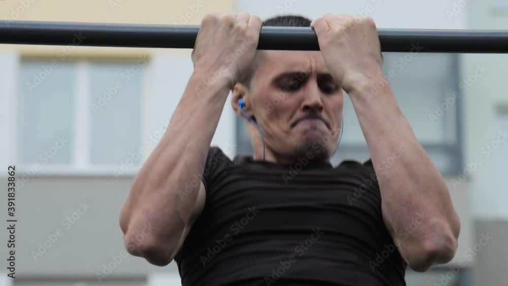 Man training outdoors on sports field Man training outdoors on sports field