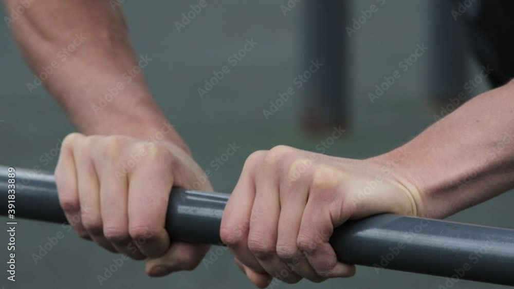 Man training outdoors on sports field Man training outdoors on sports field