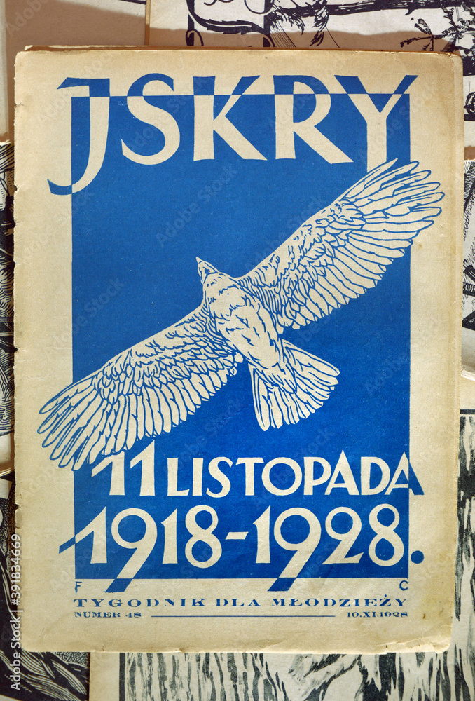 "Iskry" - 1928 - tygodnik dla młodzieży - strona tytułowa na dziesięciolecie niepodległości									
 - obrazy, fototapety, plakaty 