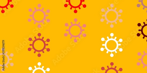 Light Orange vector pattern with coronavirus elements.