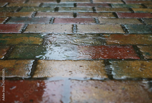  cobbled street in the rain