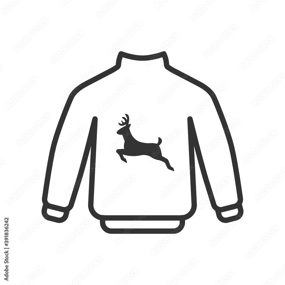 Deer sweatshirt icon isolated on white background. Pullover symbol modern, simple, vector, icon for website design, mobile app, ui. Vector Illustration Deer sweatshirt icon isolated on white background. Pullover symbol modern, simple, vector, icon for website design, mobile app, ui. Vector Illustration