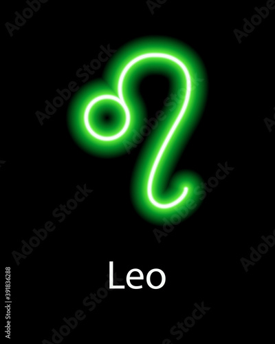 Wallpaper Mural Green neon zodiac sign Leo with caption. Predictions, astrology, horoscope. Torontodigital.ca