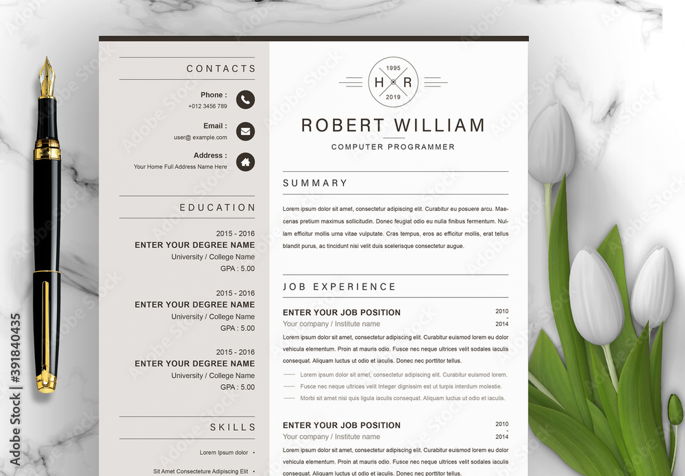 Minimal Resume and Cover Letter and Reference Page Set Stock Template ...