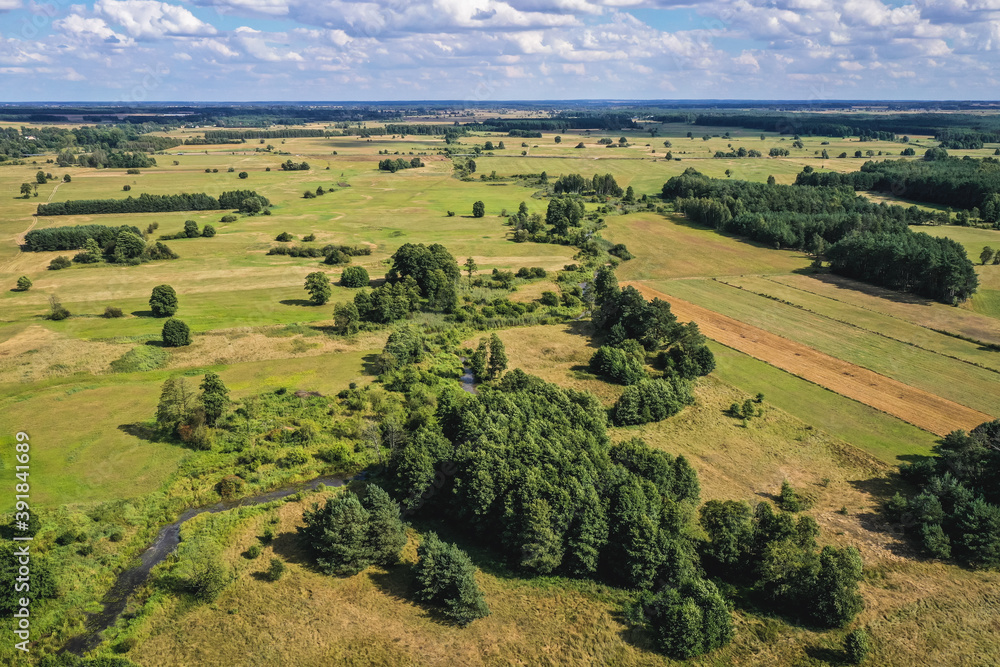 Drone photo landscape near Paplin village within Wegrow County, Mazovia Province in Poland