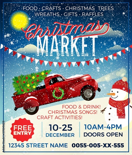 Christmas Market Flyer. Christmas Market Poster Template.