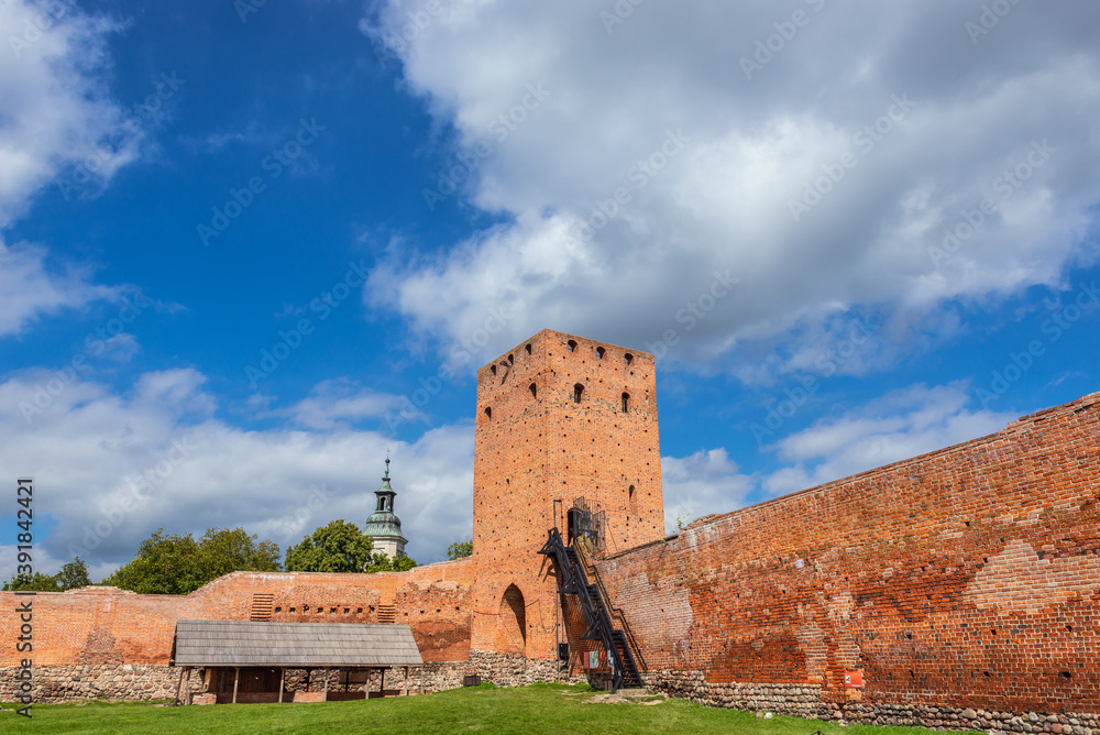 View from inner court of ruins of castle in Czersk village near Gora Kalwaria town in Mazowsze region of Poland
