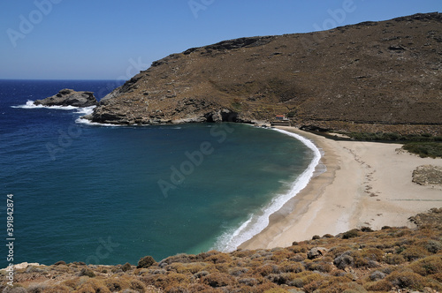 The beach of Achla on the island of Andros Cyclades Greec