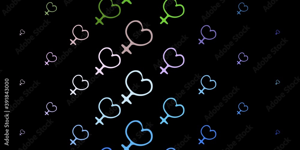 Dark Blue, Red vector background with woman symbols.