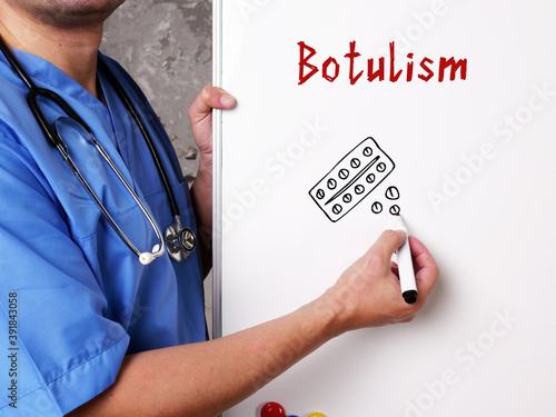 Medical concept meaning Botulism   with phrase on the piece of paper. photo