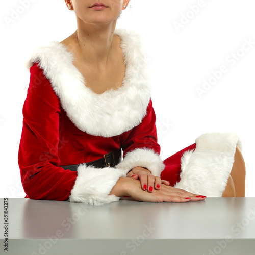 Santa claus woman and free space for your decoration 