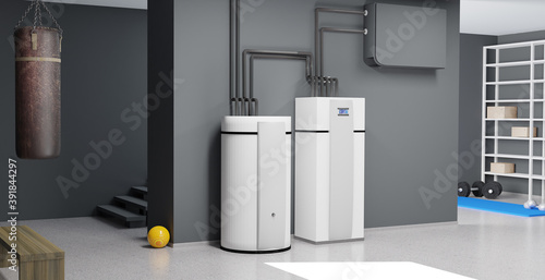 3D illustration with the heating system photo