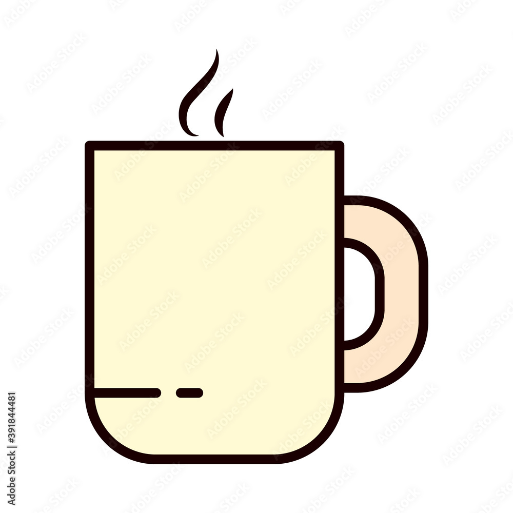 hot coffee mug icon, line and fill style hot coffee mug icon, line and fill style