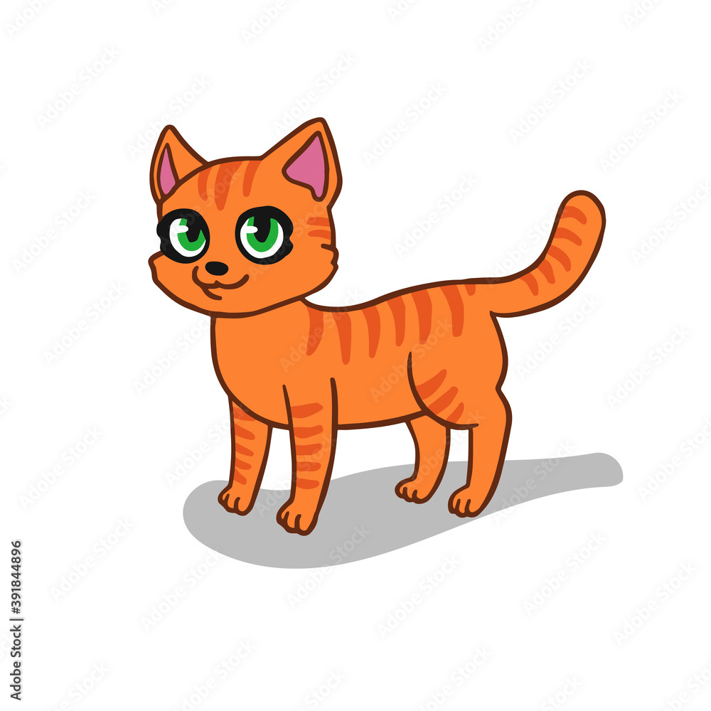 Vector illustration of ginger cat with green eyes on white background Vector illustration of ginger cat with green eyes on white background