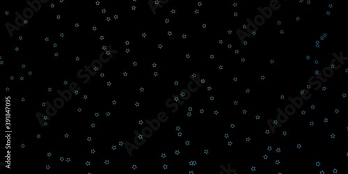 Dark BLUE vector template with neon stars. © Guskova